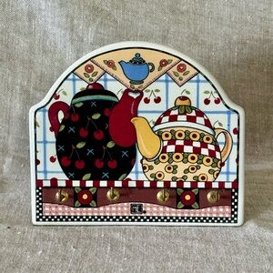 vintage Mary Engelbreit teapots ceramic key holder
